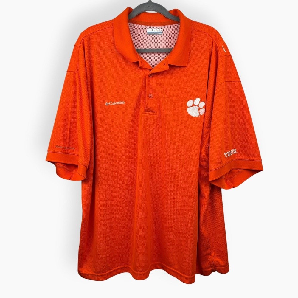 Clemson Tigers Shirt Mens Orange Polo Columbia PFG Omni‎ Shade Vented XXL